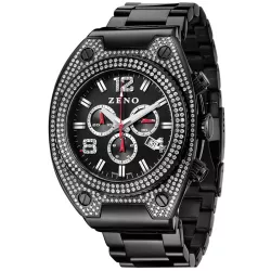 ZENO Hip-Hop Chrono XXL Bling Bling Quartzuhr schwarz
