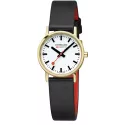 MONDAINE Classic 30 Bahnhofsuhr SBB vergoldet