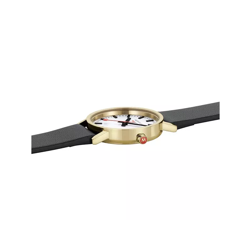 MONDAINE Classic 30 Bahnhofsuhr SBB vergoldet