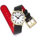 MONDAINE Classic 30 Bahnhofsuhr SBB vergoldet