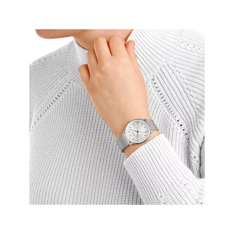MONDAINE Doppio Quartz 33 Recy-Stahl grau