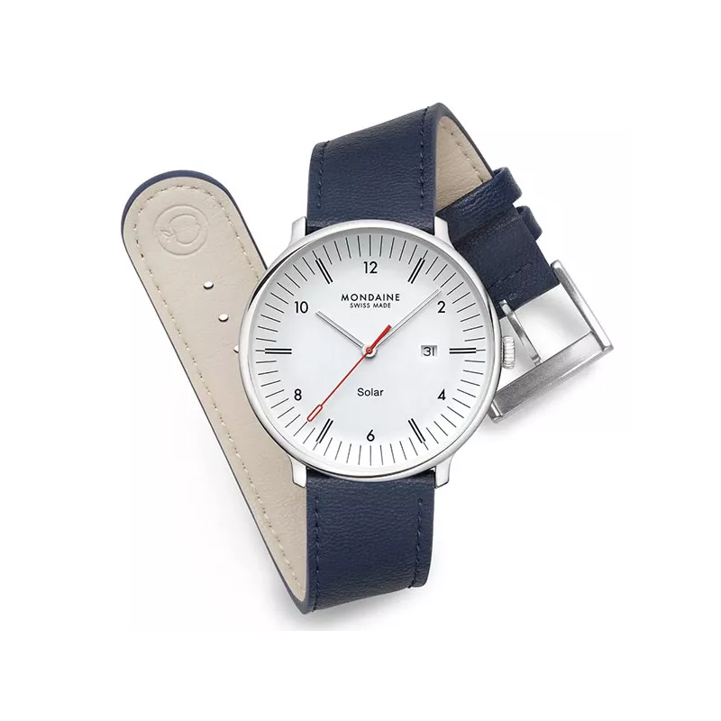 MONDAINE Doppio Solar 41 Recy-Stahl blau