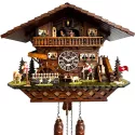 Kuckucksuhr Chalet Swiss Holz Q-Wanduhr XL Alphorn mit Kuh