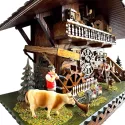 Kuckucksuhr Chalet Swiss Holz Q-Wanduhr XL Alphorn mit Kuh