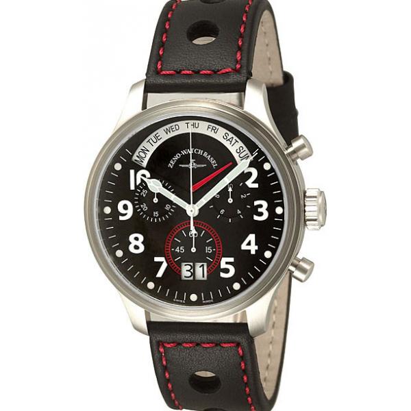 ZENO-WATCH BASEL, Pilot Oversized, XL Fliegeruhr Q, Tag Datum, Leder ZENO-WATCH BASEL, Pilot Oversized, XL Fliegeruhr Q, Tag Datum, Leder