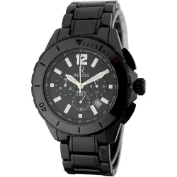 RENDEX Tachymeter Chrono Quartzuhr Keramikband schwarz