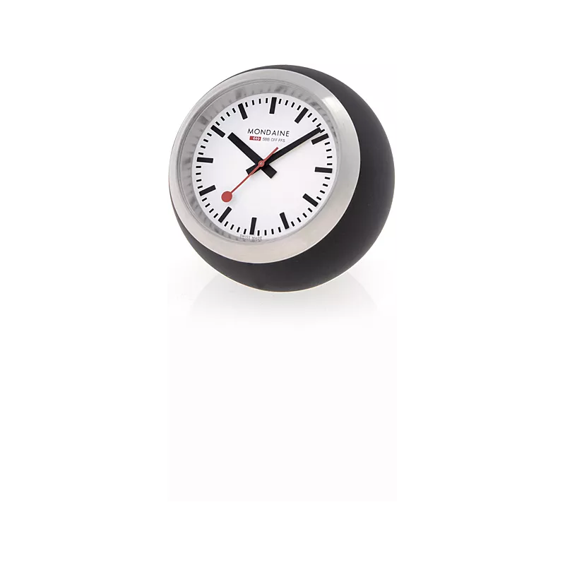 MONDAINE Globe Clock Quartz Tischuhr SBB Bahnhofsuhr schwarz