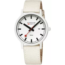 MONDAINE Essence Solar 41 Bahnhofsuhr weiss