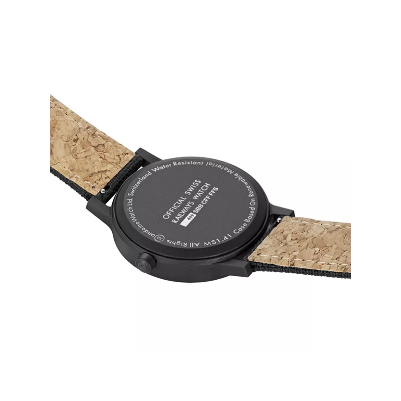 MONDAINE Essence Solar 41 Bahnhofsuhr schwarz