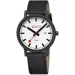 MONDAINE Essence Solar 41 Bahnhofsuhr schwarz