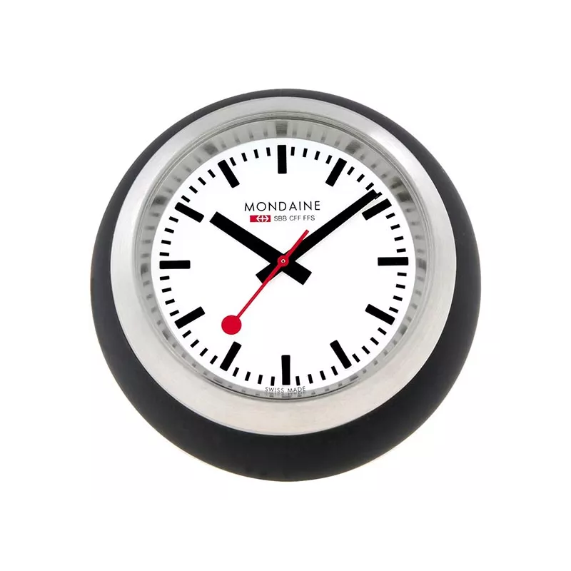MONDAINE Globe Clock Quartz Tischuhr SBB Bahnhofsuhr schwarz