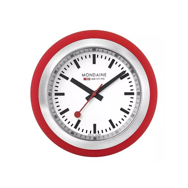 MONDAINE Globe Clock Quartz Tischuhr SBB Bahnhofsuhr rot