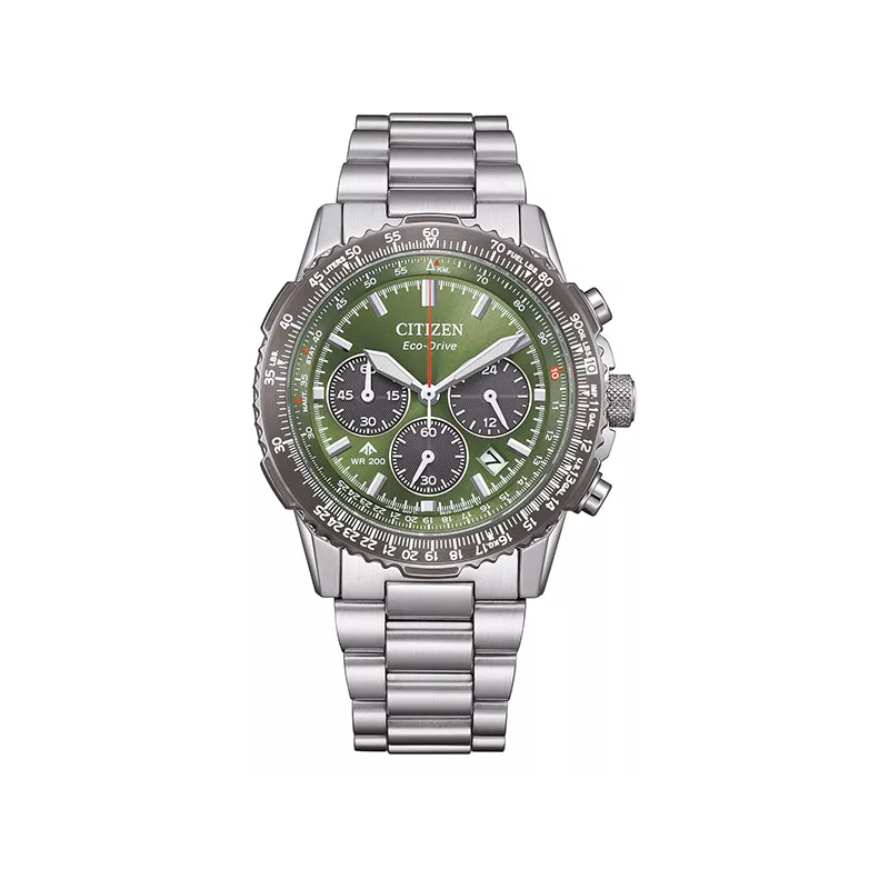 CITIZEN Promaster Sky Pilot Chrono Eco-Drive Solaruhr Stahl grün