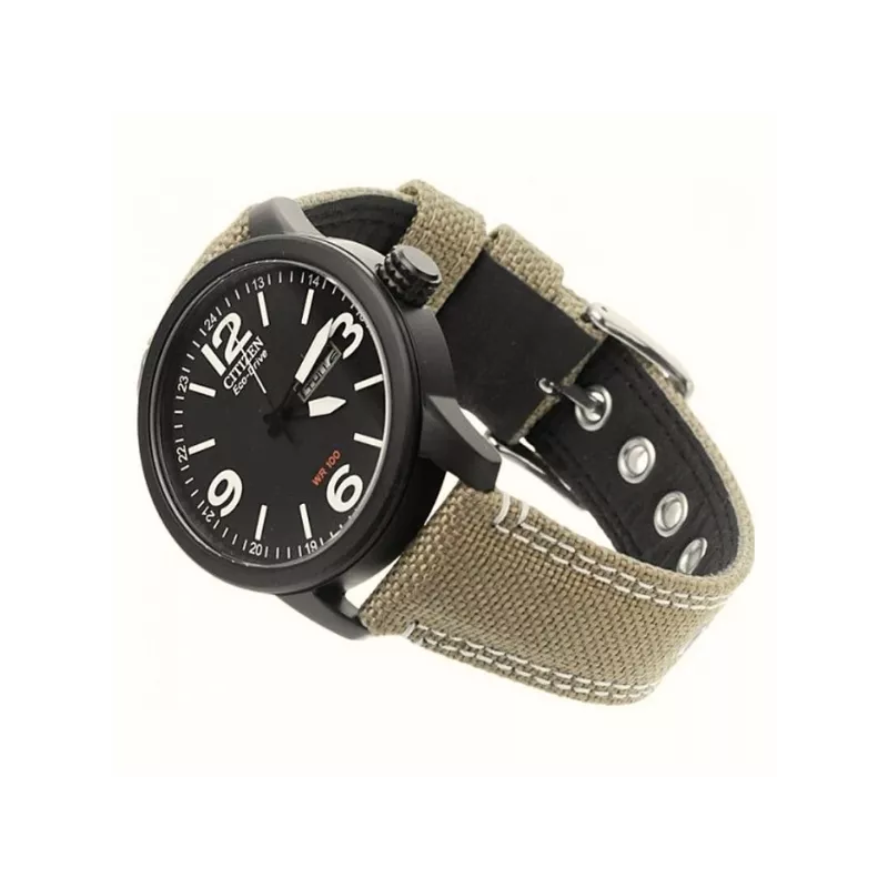 CITIZEN Fliegeruhr TagDatum Eco-Drive Solar Stahl schwarz