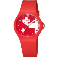 M-WATCH Core 37 Schweizer Quartzuhr rot weiss