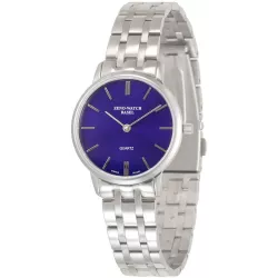 ZENO-WATCH BASEL Bauhaus Damenuhr Quartz Edelstahl blau