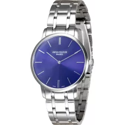 ZENO-WATCH BASEL Bauhaus Armbanduhr Quartz Edelstahl blau