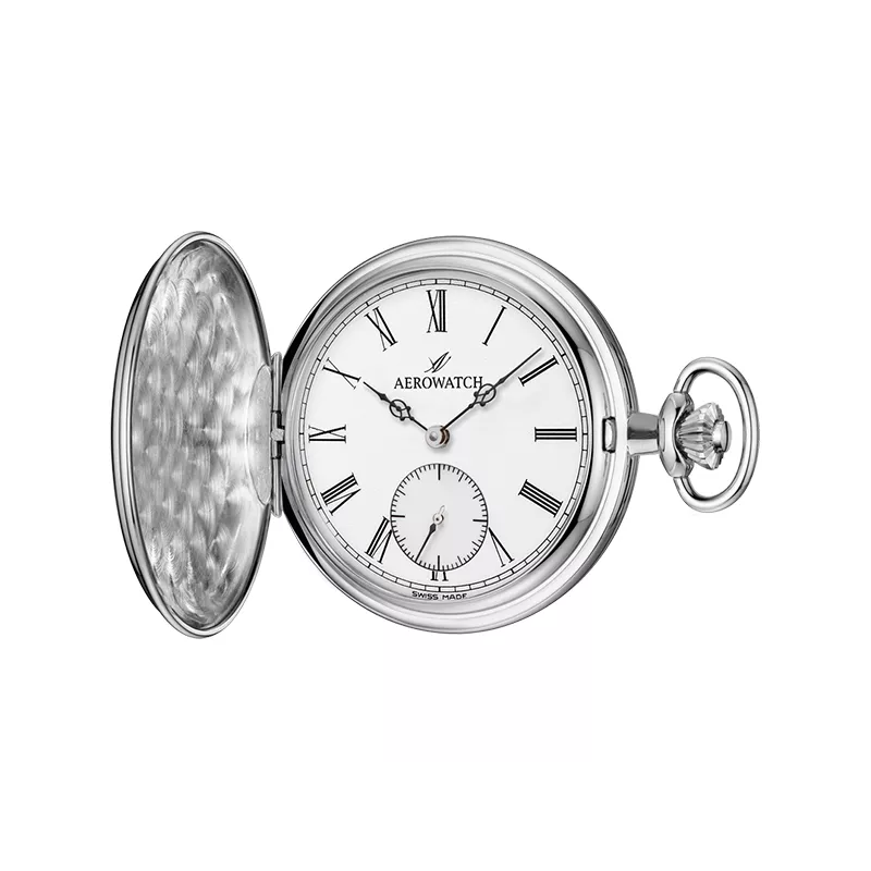 Klassik Taschenuhr Handaufzug Aerowatch Savonette Stahl