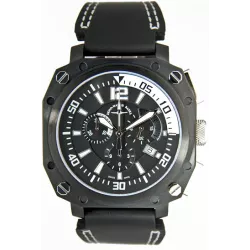 ZENO-WATCH BASEL Chronograph XL Quartzuhr Edelstahl schwarz