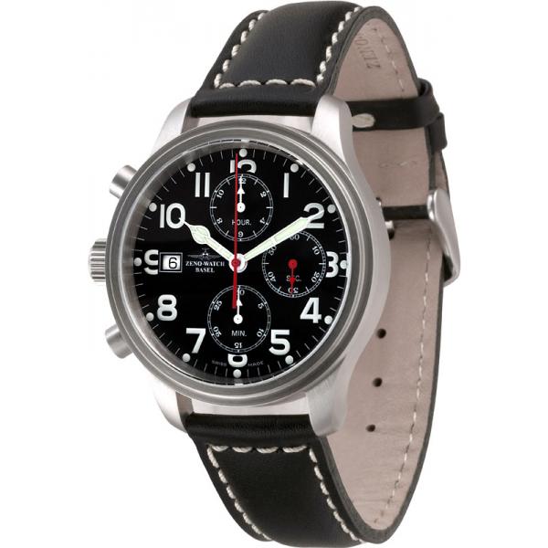 ZENO-WATCH BASEL, Pilot New Classic, Automatik Fliegerchrono für Linkshänder XL