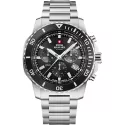 SWISS MILITARY Solar Chronograph 43 Edelstahl schwarz MB