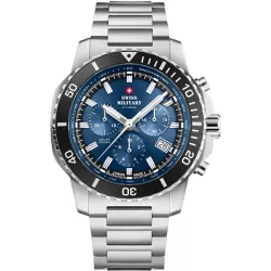 SWISS MILITARY Solar Chronograph 43 Edelstahl blau MB