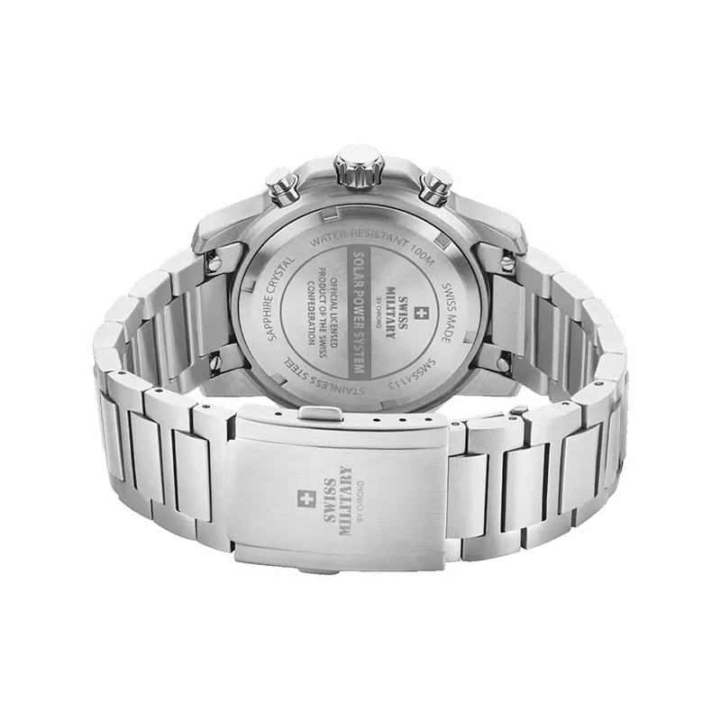 SWISS MILITARY Solar Chronograph 43 Edelstahl blau MB