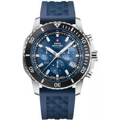 SWISS MILITARY Solar Chronograph 43 Edelstahl blau