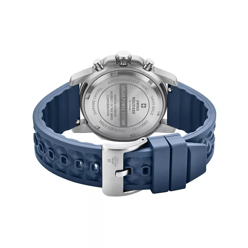 SWISS MILITARY Solar Chronograph 43 Edelstahl blau