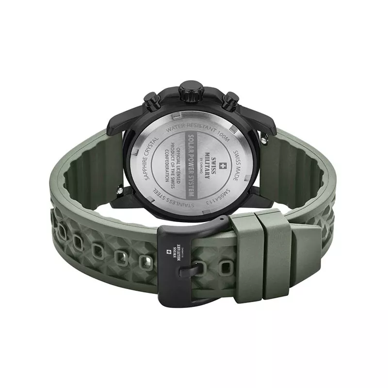 SWISS MILITARY Solar Chronograph 43 Edelstahl oliv
