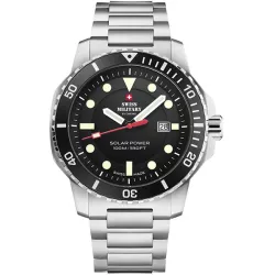 SWISS MILITARY Solar Sportuhr 43 Edelstahl schwarz MB