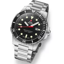 SWISS MILITARY Solar Sportuhr 43 Edelstahl schwarz MB