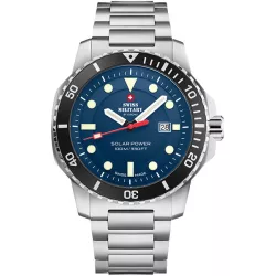 SWISS MILITARY Solar Sportuhr 43 Edelstahl blau MB