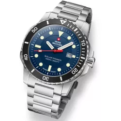 SWISS MILITARY Solar Sportuhr 43 Edelstahl blau MB