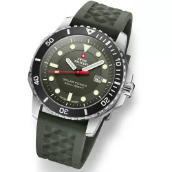 SWISS MILITARY Solar Sportuhr 43 Edelstahl oliv