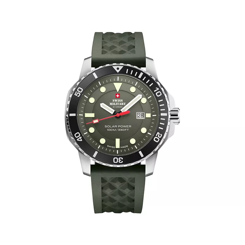 SWISS MILITARY Solar Sportuhr 43 Edelstahl oliv