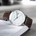 STERNGLAS Naos 38 Solaruhr weiss Stahl Leder braun
