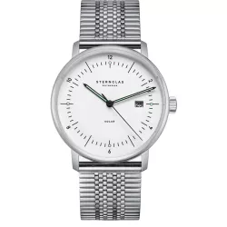 STERNGLAS Naos 38 Solaruhr weiss Stahl Edelstahl