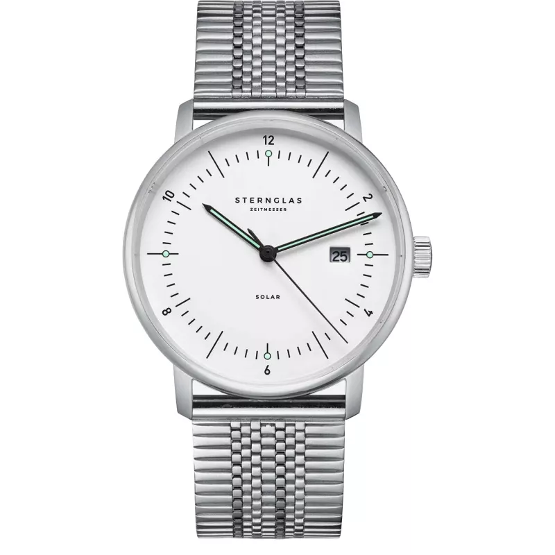 STERNGLAS Naos 38 Solaruhr weiss Stahl Edelstahl