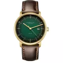 STERNGLAS Naos 38 Solaruhr grün vergoldet Bridle braun