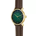 STERNGLAS Naos 38 Solaruhr grün vergoldet Leder braun