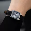CASIO Analog Square mini Quartzuhr römisch Leder
