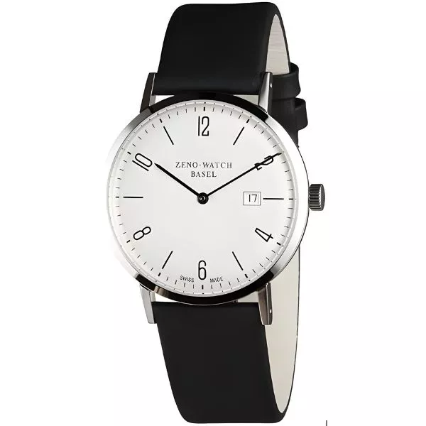 ZENO-WATCH BASEL Bauhaus Linea 39 Automatik Uhr Stahl Zahlen