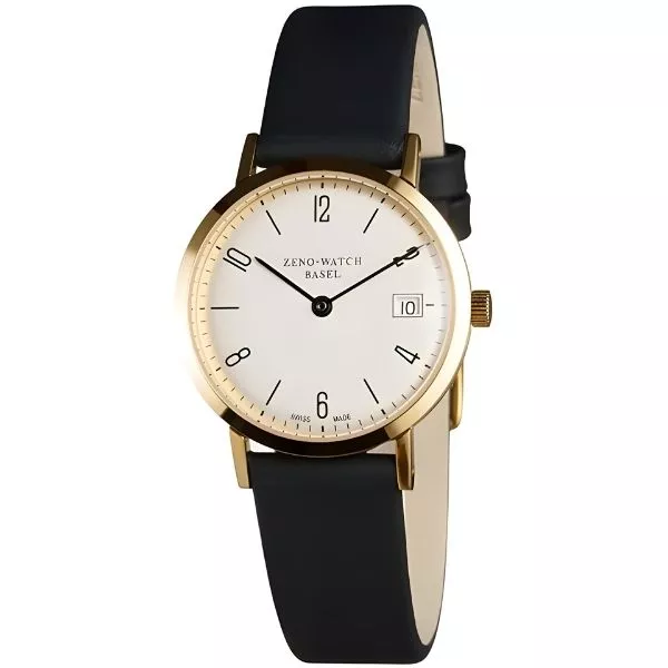 ZENO-WATCH BASEL Bauhaus Linea 32 Automatik Uhr gold Zahlen
