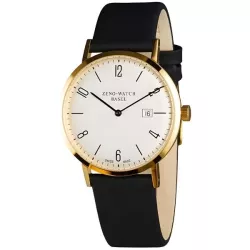ZENO-WATCH BASEL Bauhaus Linea 39 Automatik Uhr gold Zahlen