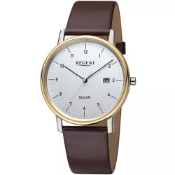 REGENT Pure 39 Solaruhr Teilvergoldet grau