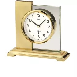 AMS Avantgarde Funk Tischuhr gold Glaseinsatz
