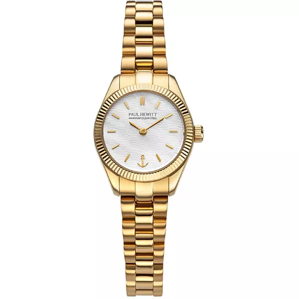 PAUL HEWITT Damenuhr Petit Soleil round 25 Solar Recy-Stahl gold weiss
