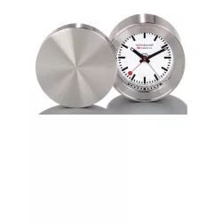 MONDAINE Travel Alarm Clock Reisewecker SBB Bahnhofsuhr Alu