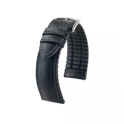Uhrenband HIRSCH LederKautschuk Paul schwarz 18mm